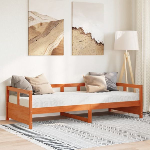 vidaXL Denná posteľ s matracom, hnedá 90x200 cm, borovicový masív