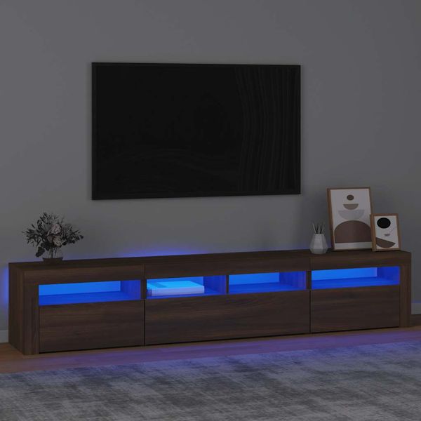 vidaXL TV skrinka s LED svetlami hnedý dub 210x35x40 cm