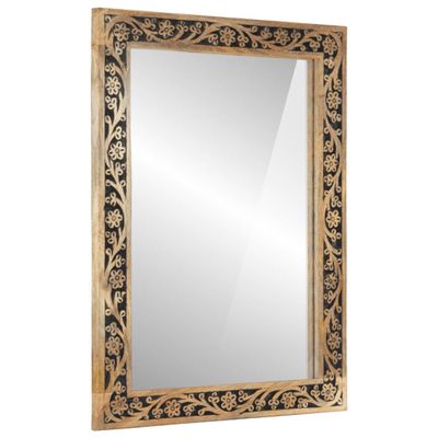 vidaXL Zrkadlo do kúpeľne 50x70x2,5 cm masívny mangovník a sklo