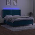 vidaXL Posteľný rám boxsping matrac a LED tmavomodrý 180x200 cm zamat