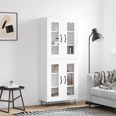 vidaXL Vysoká skrinka biela 69,5x34x180 cm spracované drevo