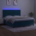 vidaXL Posteľný rám boxsping matrac a LED tmavomodrý 180x200 cm zamat
