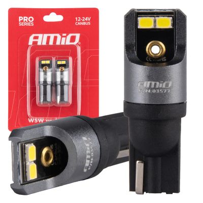 LED žiarovky CANBUS PRO T10 W5W 4x2016 SMD biele 12V 24V AMiO-03577