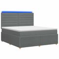vidaXL LED boxspring posteľ s matracom Tmavosivá 140 x 190 cm Látka