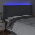 vidaXL Čelo postele s LED tmavosivé 183x16x118/128 cm látka