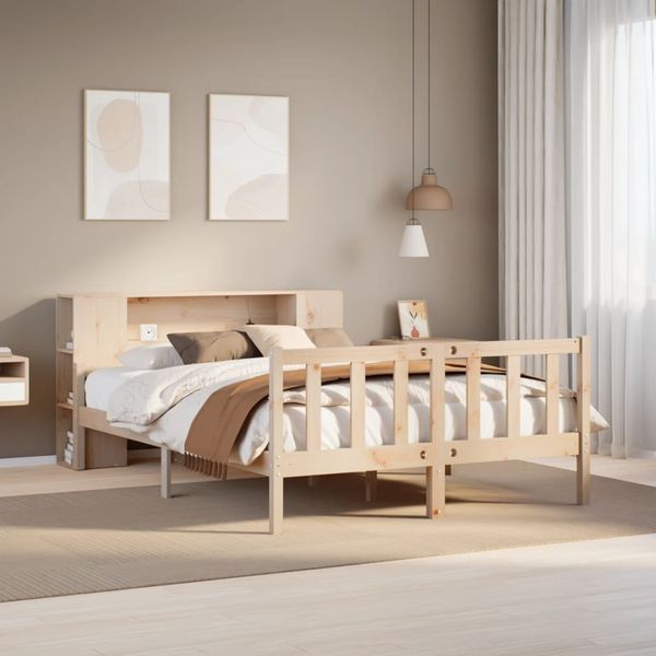 vidaXL Posteľ s knižnicou bez matraca 120x190 cm borovicový masív