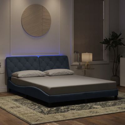 vidaXL Rám postele s LED bez matraca tmavosivý 160x200 cm zamat
