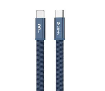 kábel Devia Ultra3 PD 240W Metal Woven Flat, USB-C - USB-C, 1,5 m modrý