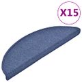 vidaXL Schodové rohože 15 ks 56x17x3 cm modré polkruhové