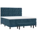 vidaXL Posteľný rám boxsping s matracom tmavomodrý 160x200 cm zamat