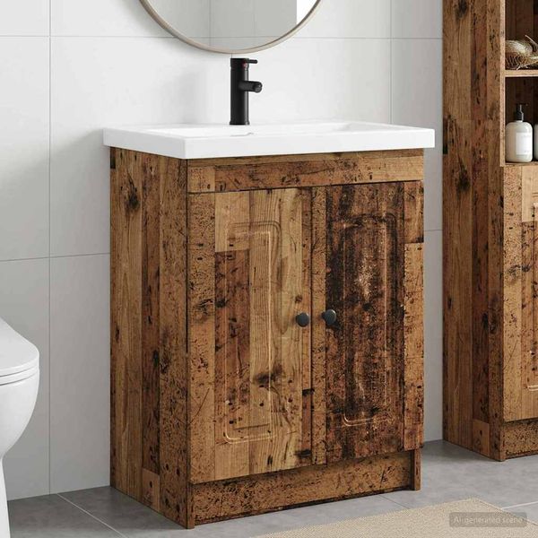 vidaXL Sada kúpeľňového nábytku Staré drevo 78,5 x 37,5 x 81 cm