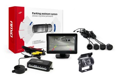 Parkovací asistent 4 senzory čierne TFT01 4,3" s kamerou night vision CAM-501-IR