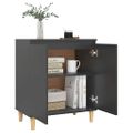 vidaXL Komoda, nohy z masívu, sivá 60x35x70 cm, kompozitné drevo