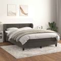 vidaXL Posteľný rám boxspring s matracom tmavosivý 140x200 cm zamat