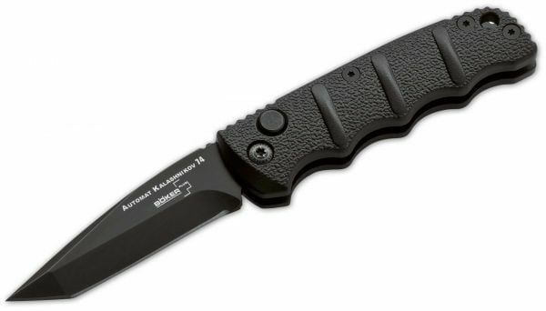 Böker Plus 01KALS73BT AKS-74 Mini Tanto Black automatický taktický nôž 6,4 cm, celočierna, hliník