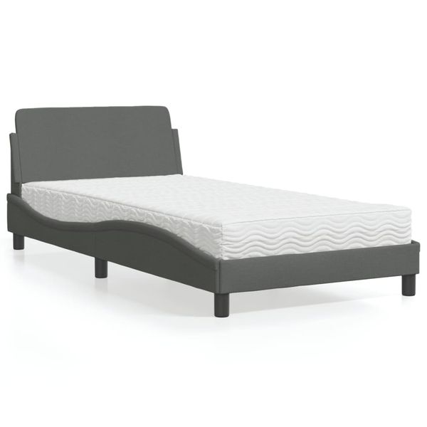 vidaXL Posteľ s matracom Dover tmavosivá 100x200 cm látka