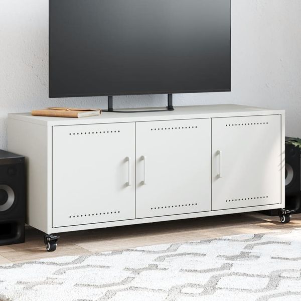 vidaXL TV skrinka biela 100,5x39x43,5 cm oceľ