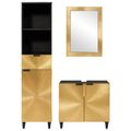 vidaXL Set kabinetov do kúpeľne 3 ks Čierna a mosadz 38 x 33 x 160 cm