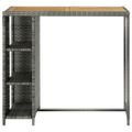 vidaXL Barový stolík s úložným regálom sivý 120x60x110 cm polyratan