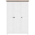vidaXL 3-dverový šatník biely 118x50x171,5 cm borovicové drevo Panama Range