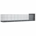vidaXL Voliéra s nadstavcom strieborná 1037x203x216 cm oceľ