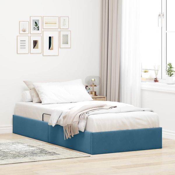 vidaXL Otomanový posteľný rám Tmavomodrá 100 x 200 cm Zamat