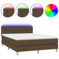 vidaXL Posteľ boxsping s matracom a LED tmavohnedá 140x200 cm látka