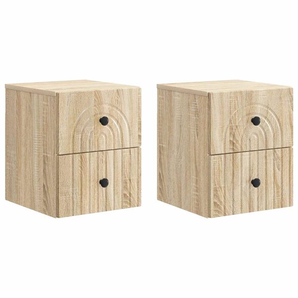 vidaXL Nástenná nočná skrinka 2 pcs Dub sonoma 33 x 34,5 x 40 cm