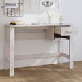 vidaXL Písací stôl HAMAR, biely 110x40x75 cm, borovicový masív