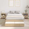 vidaXL Rám postele s úložným prostorem so zásuvkou Sonoma dub 120 cm