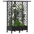 vidaXL Vyvýšený záhon s mriežkou a strechou Čierna 124 x 40 x 127 cm