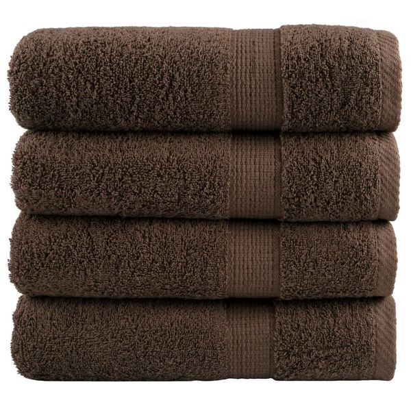 vidaXL Prémiové utierky na ruky SOLUND 4 ks hnedé 50x100 cm 600 g/m²