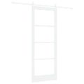 vidaXL Posuvné dvere 83 x 211 cm Masívne borovicové drevo a sklo Biela