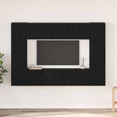 vidaXL Zostava TV skriniek Nástenný 8 pcs Čierny dub Kompozitné drevo