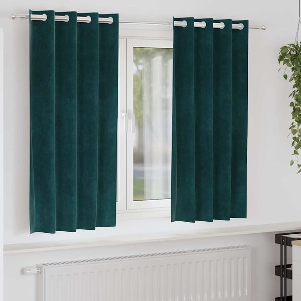 vidaXL Zatemňovacie závesy 2 pcs Tmavozelená 140 x 175 cm Zamat
