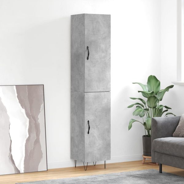 vidaXL Vysoká skrinka betónová sivá 34,5x34x180 cm spracované drevo