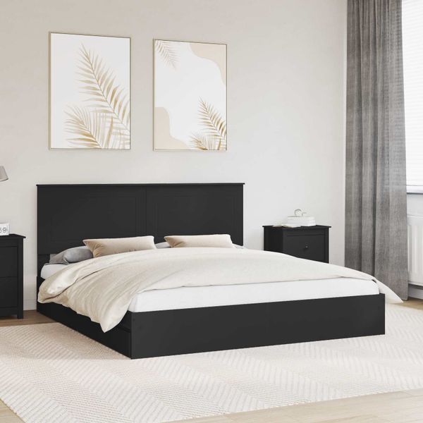 vidaXL Úložná posteľ so zásuvkou Čierna 200 x 200 cm Kompozitné drevo