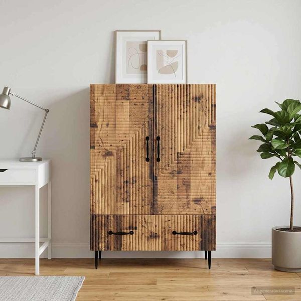vidaXL Servírovacia skriňa so zásuvkou Staré drevo 66 x 34,5 x 95 cm