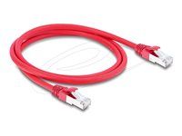 Delock - Patch kábel - RJ-45 (M) do RJ-45 (M) - 1 m - 6 mm - S/FTP - CAT 6a - neobsahuje halogén, lisovaný, prevedenie bez hrbole - červená