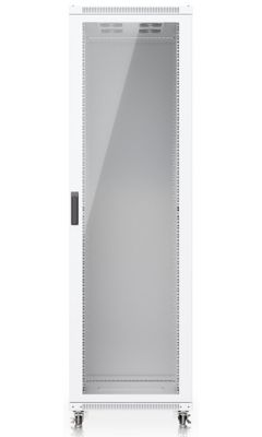 Ubiquiti UniFi 42U Rack Cabinet 1000 Glass - Stojanový rozvaděč, výška 42U, ventilátory, prosklené dveře Serverový rack, 42U, 4-post, sklenené dvere, 800 kg nosnost, ventilátory, uzamykatelný, bílý