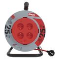 Predlžovací kábel EMOS P19425P na bubne 25 m / 4 zásuvky / červený / PVC / 230 V / 1,5 mm2