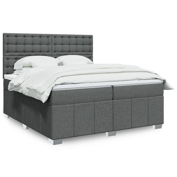 vidaXL Boxspring posteľ s matracom tmavosivá 200x200 cm látka
