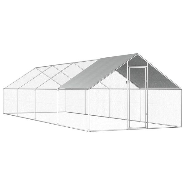 vidaXL Vonkajšia klietka pre sliepky 2,75x8x1,92 m, pozinkovaná oceľ