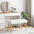 vidaXL Pruhovo prešitá lavica Biela 80 x 40 x 46 cm Látka