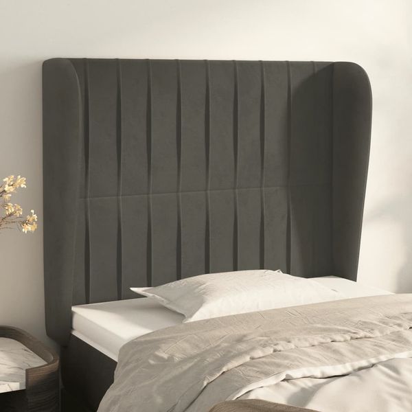 vidaXL Čelo postele so záhybmi tmavosivé 83x23x118/128 cm zamat