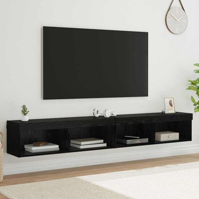 vidaXL Zostava TV skriniek s LED 2 pcs Čierny dub 100 x 30 x 30 cm