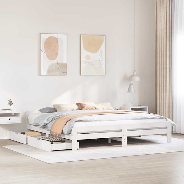 vidaXL Posteľ bez matraca biela 200x200 cm masívna borovica