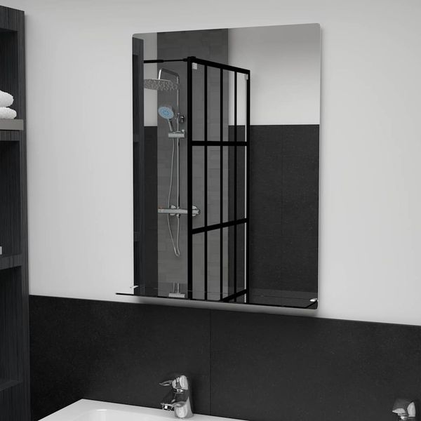 vidaXL Nástenné zrkadlo s poličkou 50x70 cm, tvrdené sklo