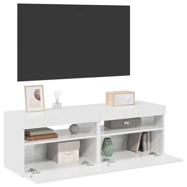 vidaXL TV skrinky s LED svetlami 2 ks lesklé biele 60x35x40 cm