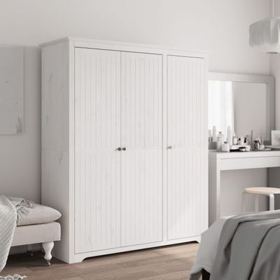 vidaXL Šatník BODO biely 146x53,5x173 cm masívna borovica